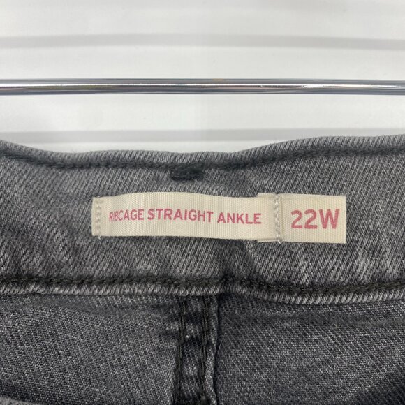 Levi's Ribcage Straight Ankle Jeans Women Size 22W Gray Denim Stretch Slim Capri - Picture 6 of 15
